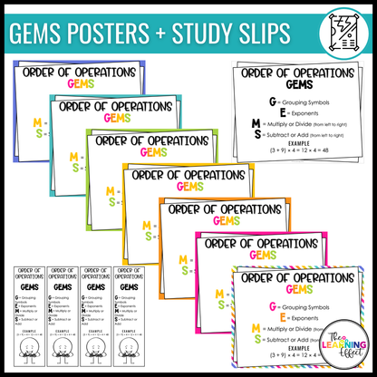 Order of Operations Math Posters | PEMDAS GEMDAS GEMS Anchor Charts
