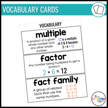 Factors and Multiples Anchor Charts | Multiplication Math Posters | Skip Counting