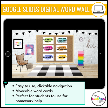 6th Grade Math Word Wall | Printable Vocabulary Cards and Digital Google Slides