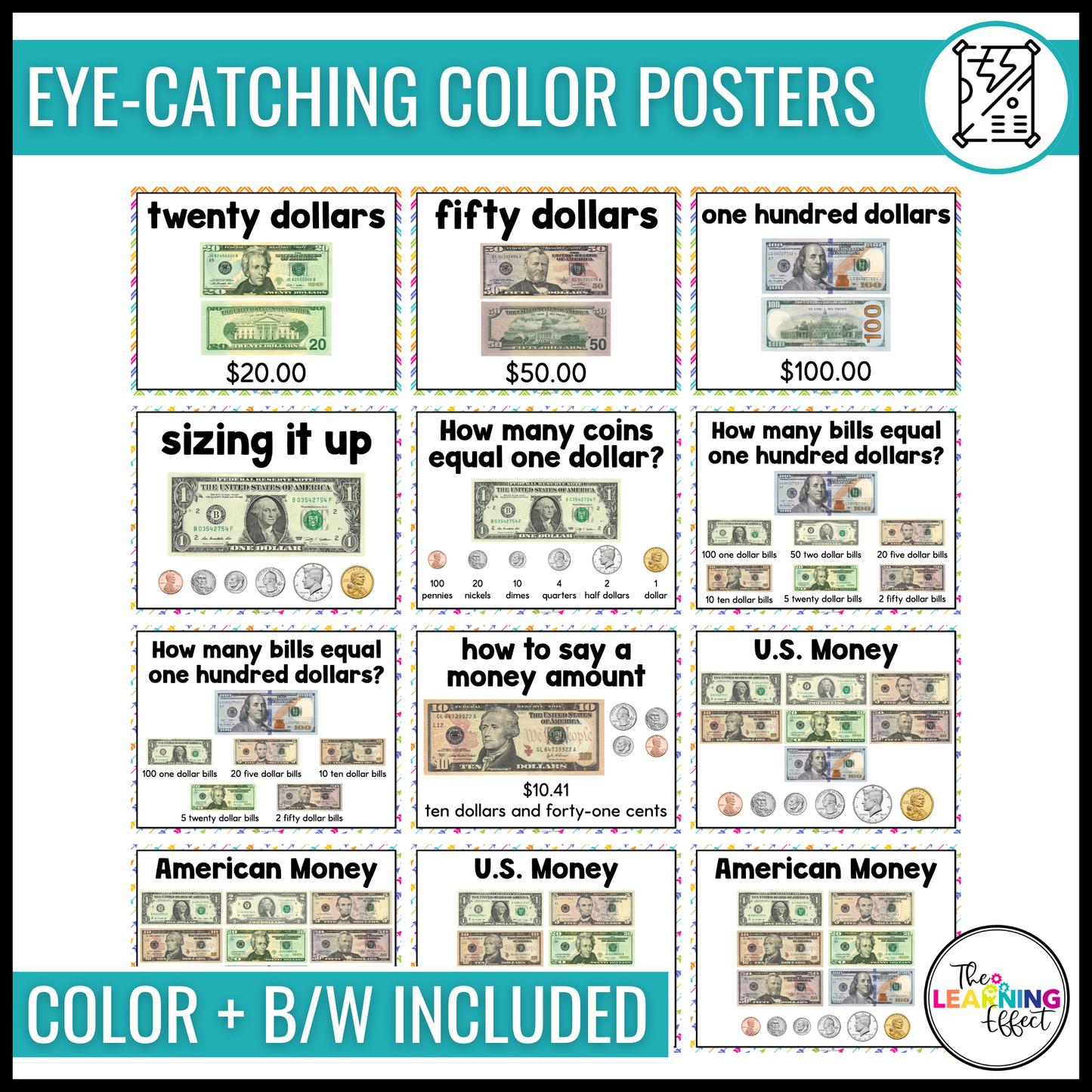 Money Posters | U.S. Currency Coin and Dollar Identification | Math Anchor Charts