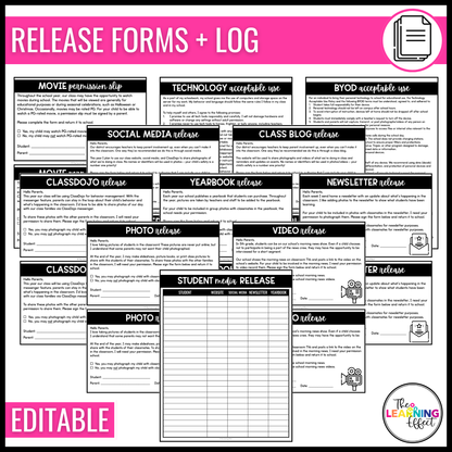 Student Release Forms | Field Trip Permission Slips | Back to School | Editable