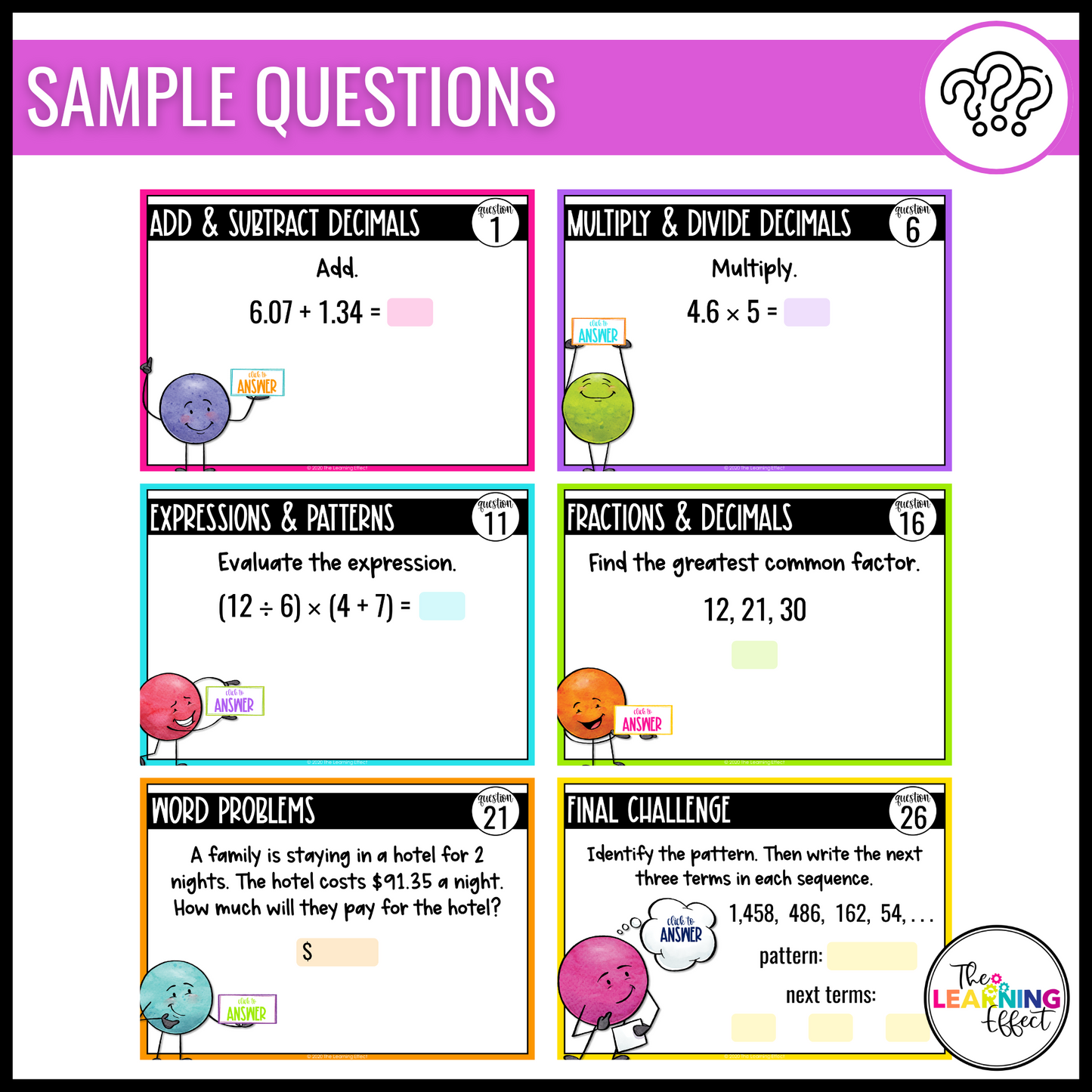 5th Grade Math Google Slides BUNDLE | All Standards Digital Task Cards Activities