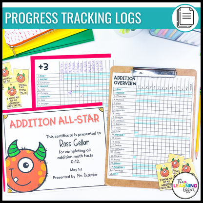 Addition Timed Tests | Math Fact Fluency Practice Worksheets and Tracker