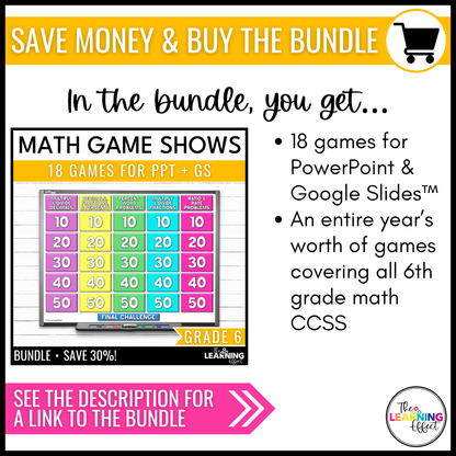 6th Grade Math Geometry Game Shows BUNDLE | Test Prep Review Activities