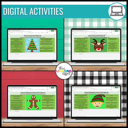 Christmas Math Activities Digital Pixel Art | Multiplication, Division, Decimals