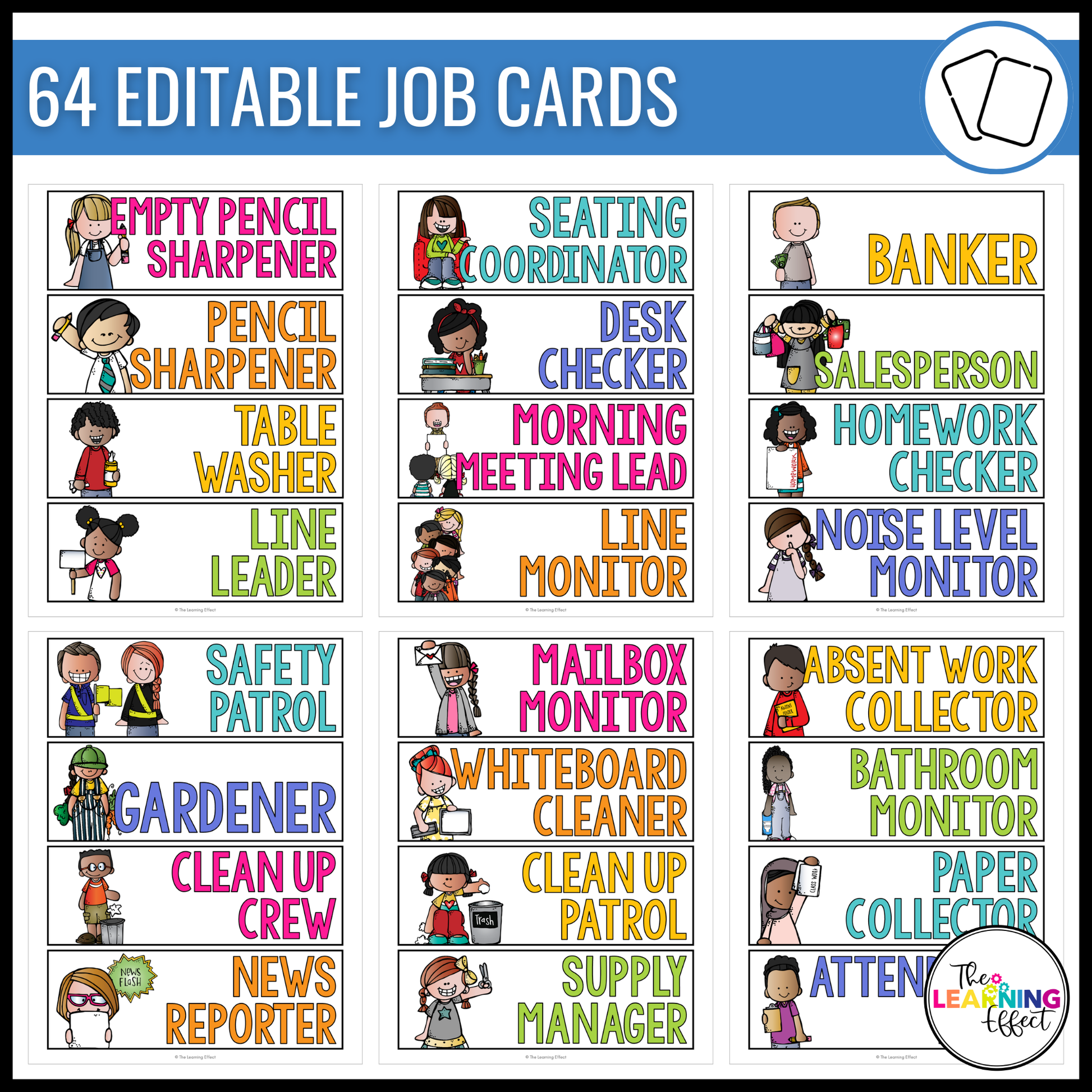 Classroom Job Cards | Editable The Learning Effect Classroom Job Cards | Editable The Learning Effect