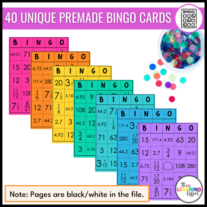 5th Grade Math Spiral Review Bingo Game | End of Year Test Prep Activity