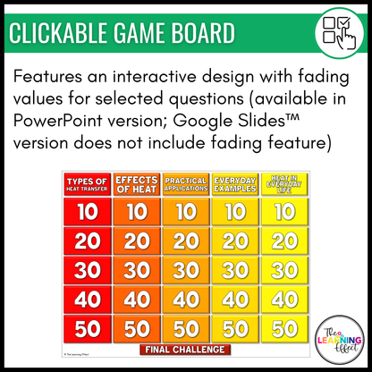 Heat Transfer Game Show | Science Review Test Prep Activity
