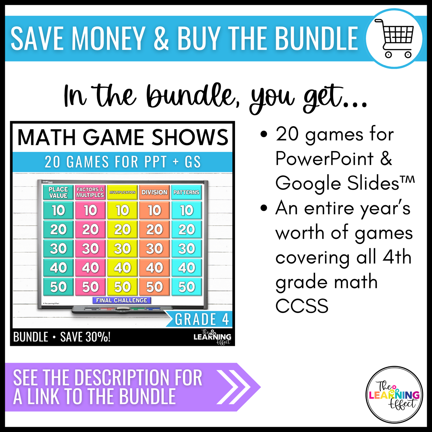 4th Grade Math Spiral Review #1-3 Game Shows BUNDLE | End of Year Test Prep Activities