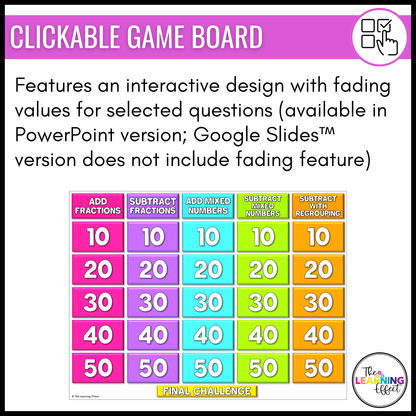 Adding and Subtracting Fractions Game Show | 5th Grade Math Test Prep Activity