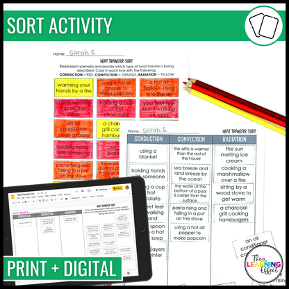 Heat Transfer Science BUNDLE | Lesson, Vocabulary, Activities, Worksheets