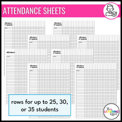 Editable Class Lists | Attendance Sheets | Gradebook | Checklist Templates