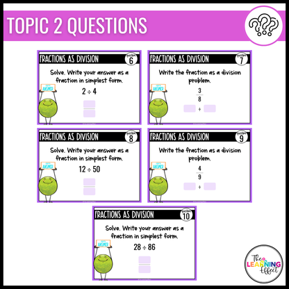 Fractions as Division Google Slides | 5th Grade Digital Task Cards Math Activity