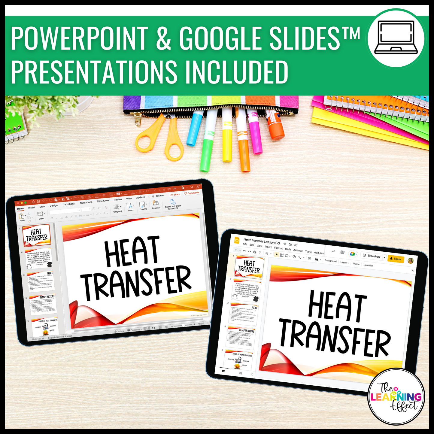 Heat Transfer Lesson Presentation and Notes | Conduction, Convection, Radiation