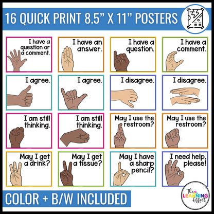 Hand Signals Editable Posters | Classroom and Behavior Management Signs