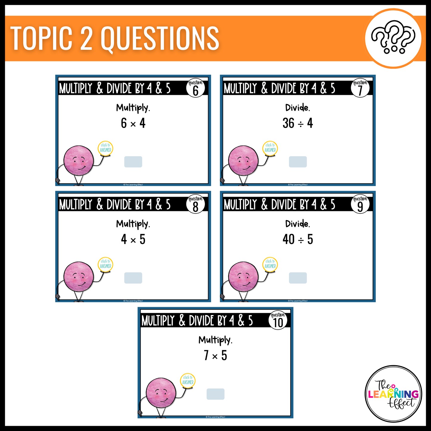 3rd Grade Math Spiral Review #2 Google Slides | Digital Task Cards Test Prep Activity