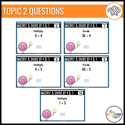 3rd Grade Math Spiral Review #2 Google Slides | Digital Task Cards Test Prep Activity