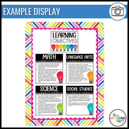 Learning Objectives Display | Editable Learning Targets for Bulletin Board