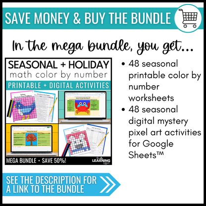 Halloween Math Activities Color by Number and Pixel Art BUNDLE