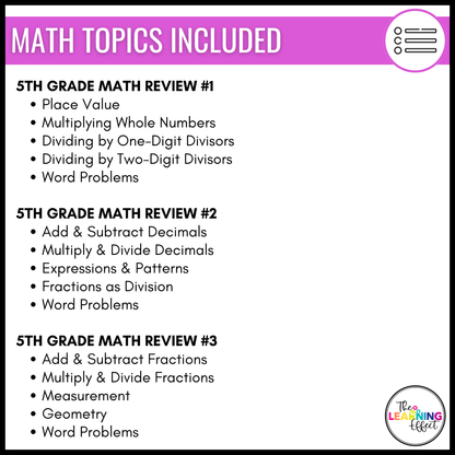 5th Grade Math Spiral Review #1-3 Google Slides BUNDLE | Digital Task Cards Activities
