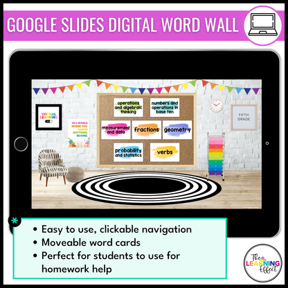 5th Grade Math Word Wall | Printable Vocabulary Cards and Digital Google Slides