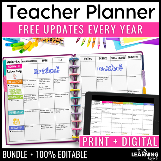 Editable 2026-2027 Teacher Planner | Printable Digital Lesson Plan Binder Templates