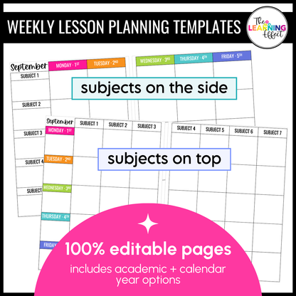 Editable 2026-2027 Teacher Planner | Printable Digital Lesson Plan Binder Templates