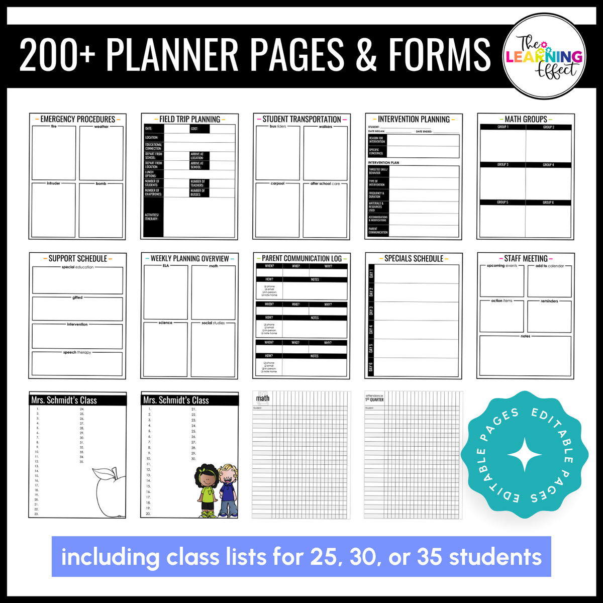 Editable 2026-2027 Teacher Planner | Printable Digital Lesson Plan Binder Templates