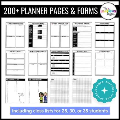 Editable 2026-2027 Teacher Planner | Printable Digital Lesson Plan Binder Templates