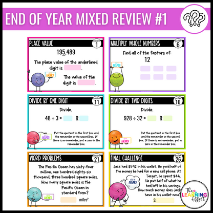 5th Grade Math Spiral Review #1-3 Google Slides BUNDLE | Digital Task Cards Activities