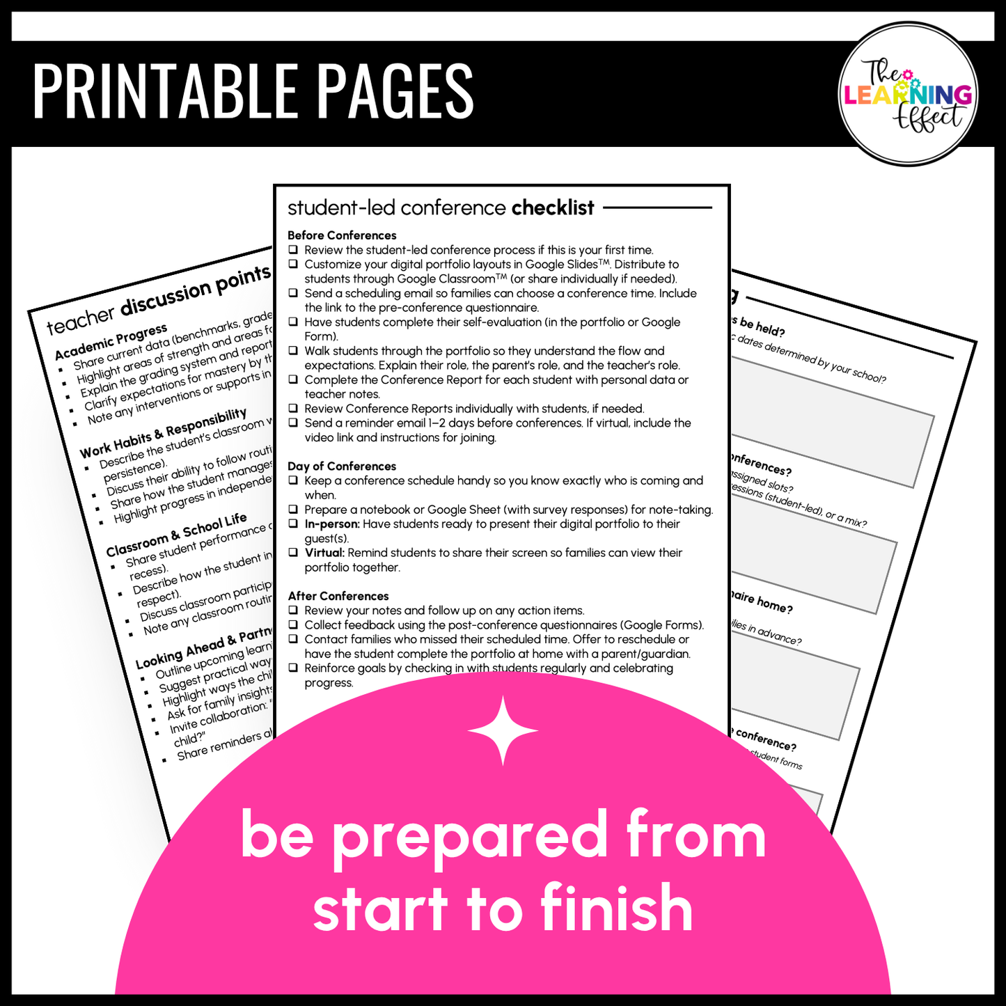 Student Led Conferences Google Slides | Editable Digital Portfolio Virtual Forms