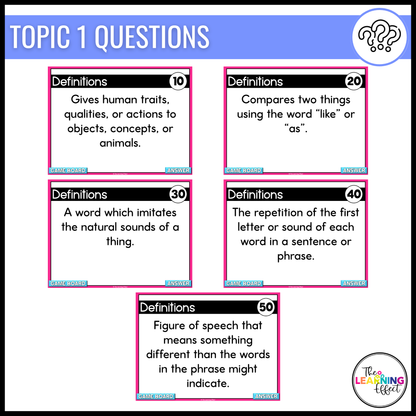 Figurative Language Game Show | ELA Review Test Prep Activity | Editable