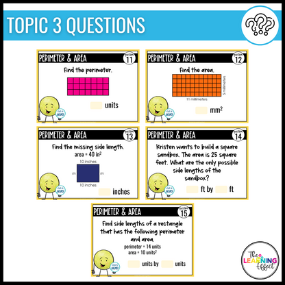 4th Grade Math Spiral Review #3 Google Slides | Digital Task Cards Test Prep Activity