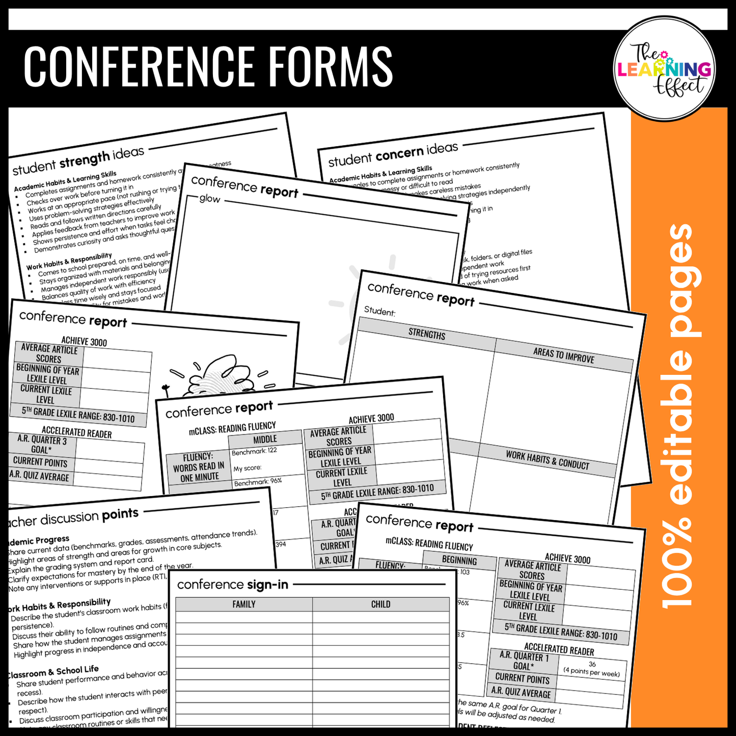 Parent-Teacher Conference Form Templates and Student-Led Digital Portfolio BUNDLE