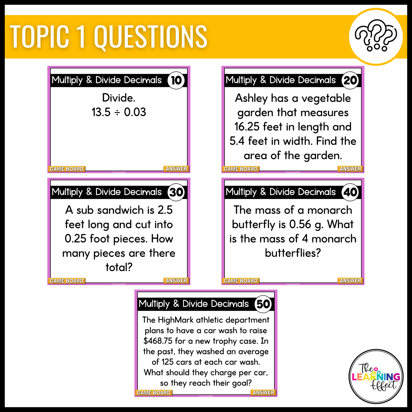 6th Grade Math Spiral Review #1 Game Show | End of Year Test Prep Activity