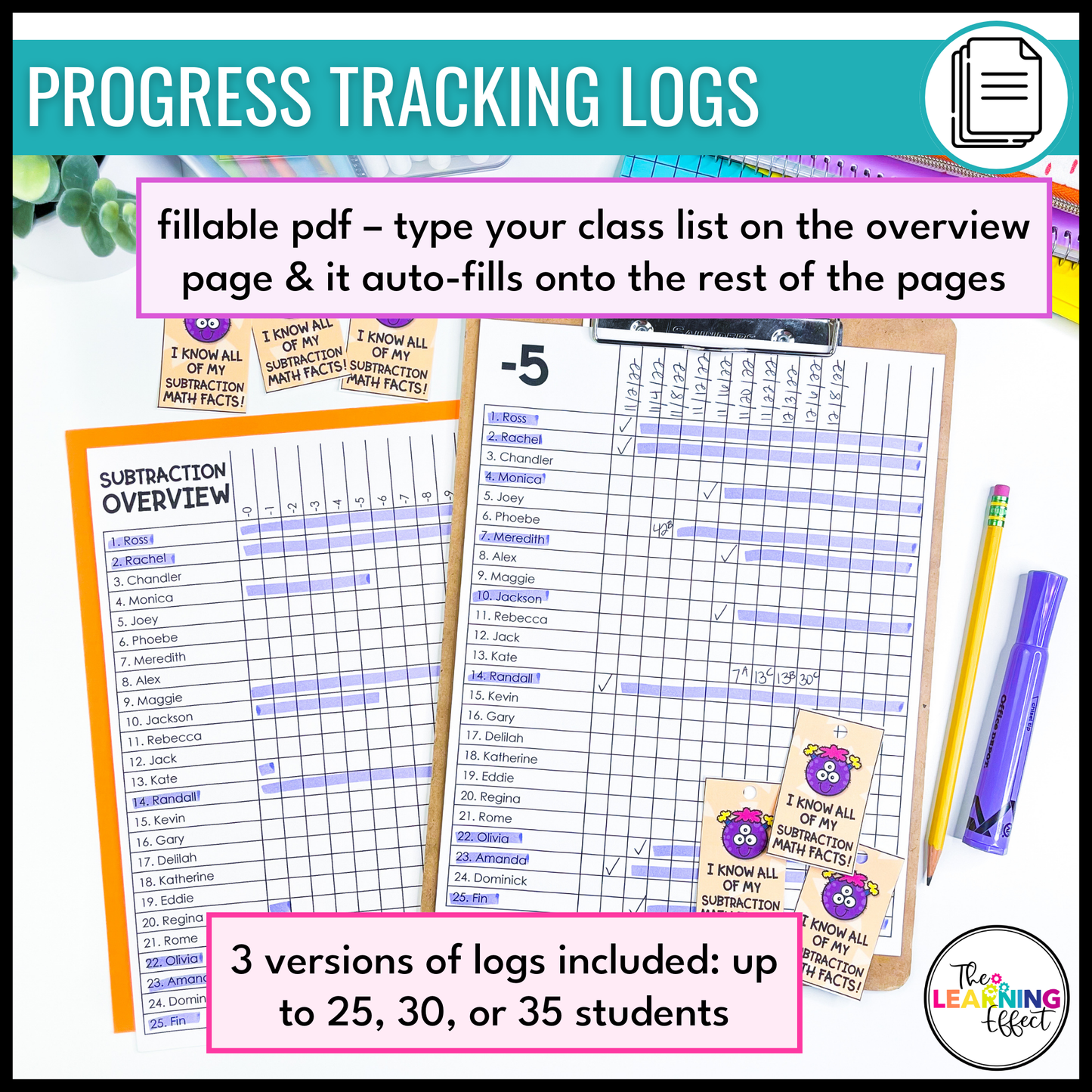 Subtraction Timed Tests | Math Fact Fluency Practice Worksheets and Tracker