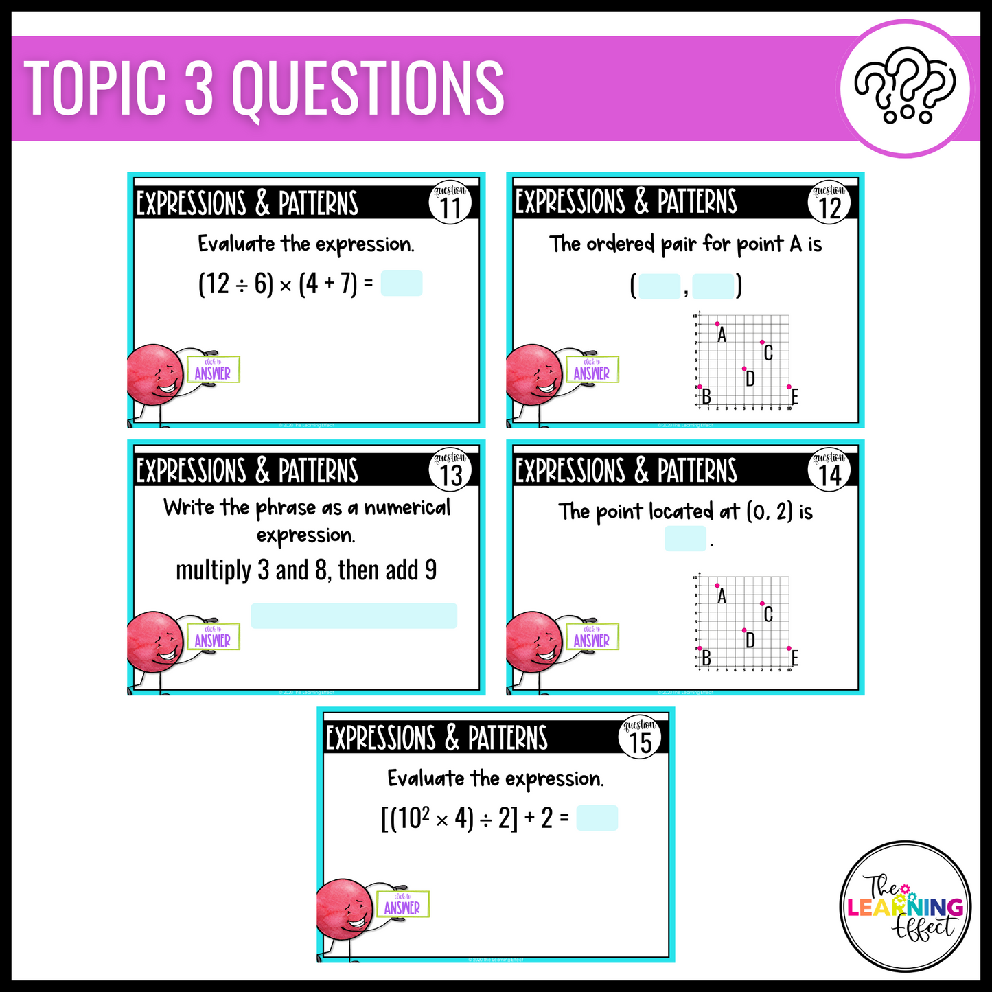 5th Grade Math Spiral Review #2 Google Slides | Digital Task Cards Test Prep Activity