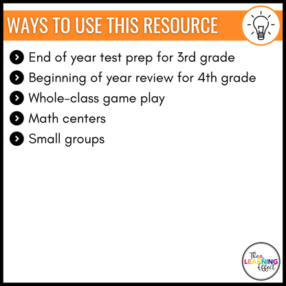 3rd Grade Math Spiral Review Bingo Game | End of Year Test Prep Activity
