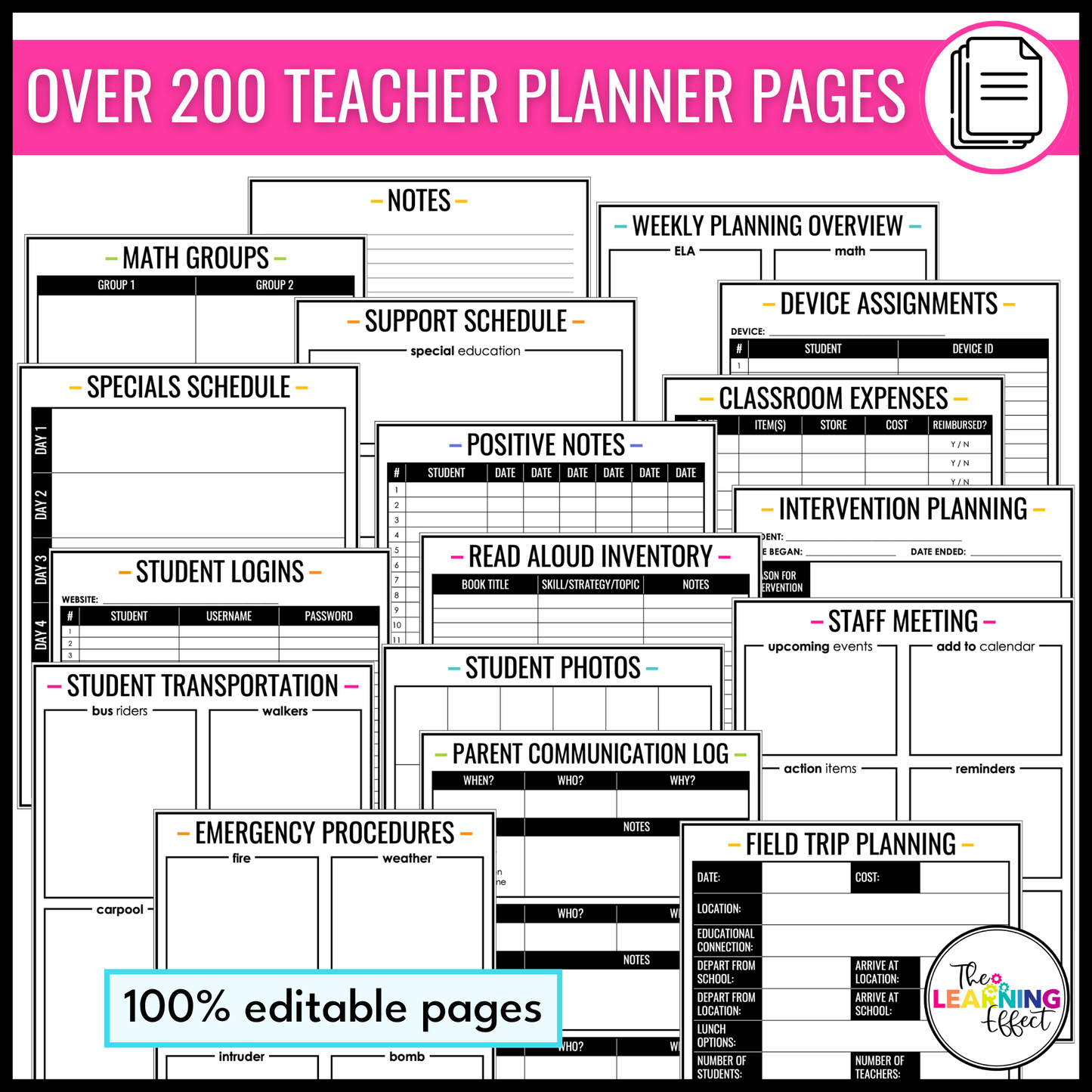 Editable Weekly Lesson Plan Templates 2026 | Teacher Planner Pages and Forms