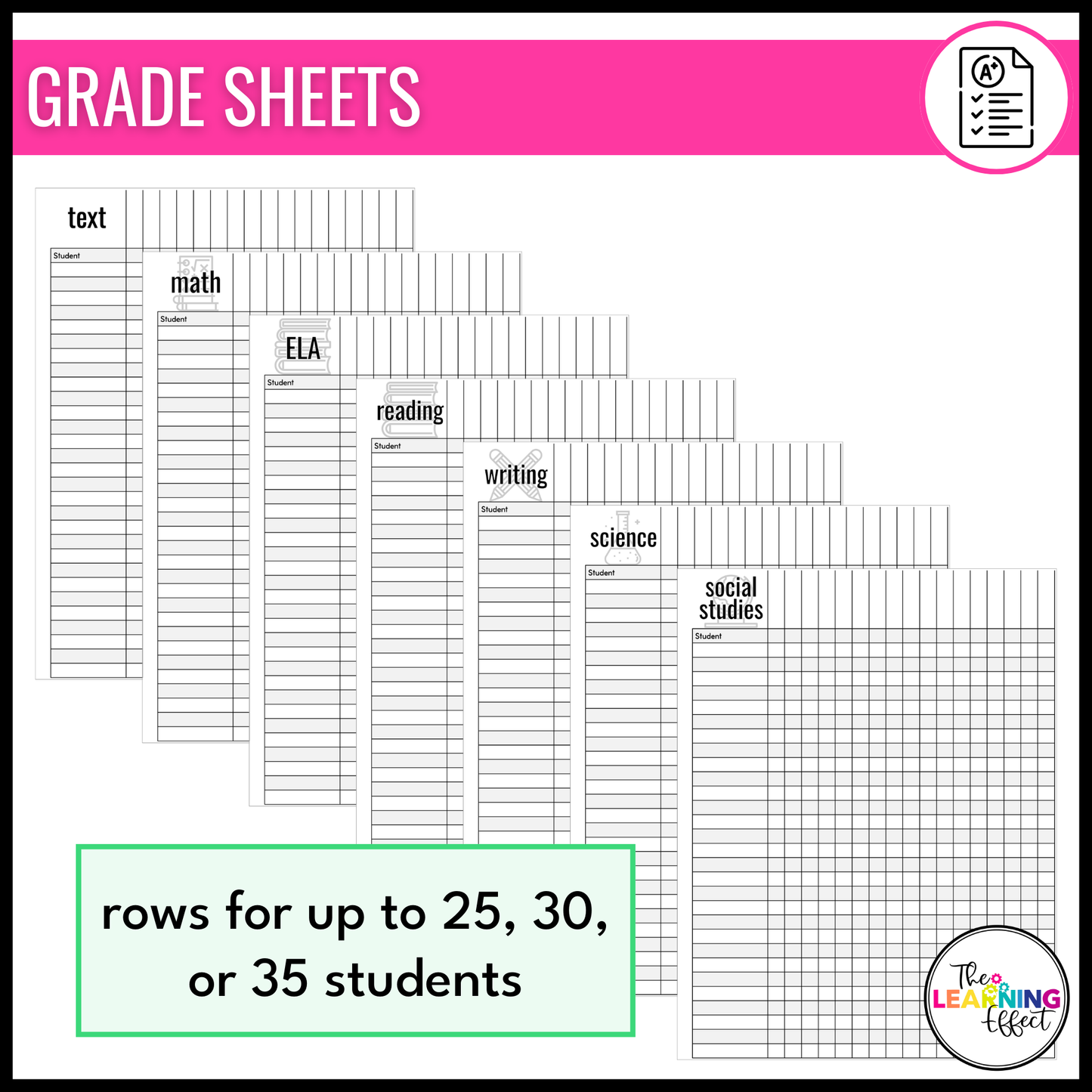 Editable Class Lists | Attendance Sheets | Gradebook | Checklist Templates