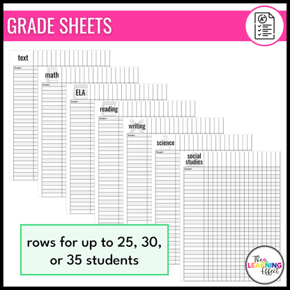 Editable Class Lists | Attendance Sheets | Gradebook | Checklist Templates