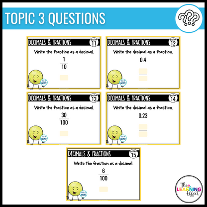 Fractions and Decimals Google Slides | 4th Grade Digital Task Cards Activity