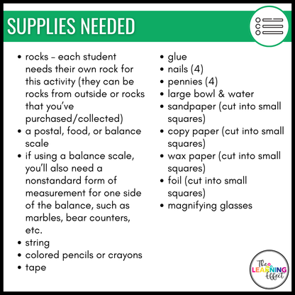 Rocks and Minerals Activities Hands-On Science Investigation Lab