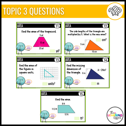 6th Grade Math Spiral Review #3 Google Slides | Digital Task Cards Test Prep Activity