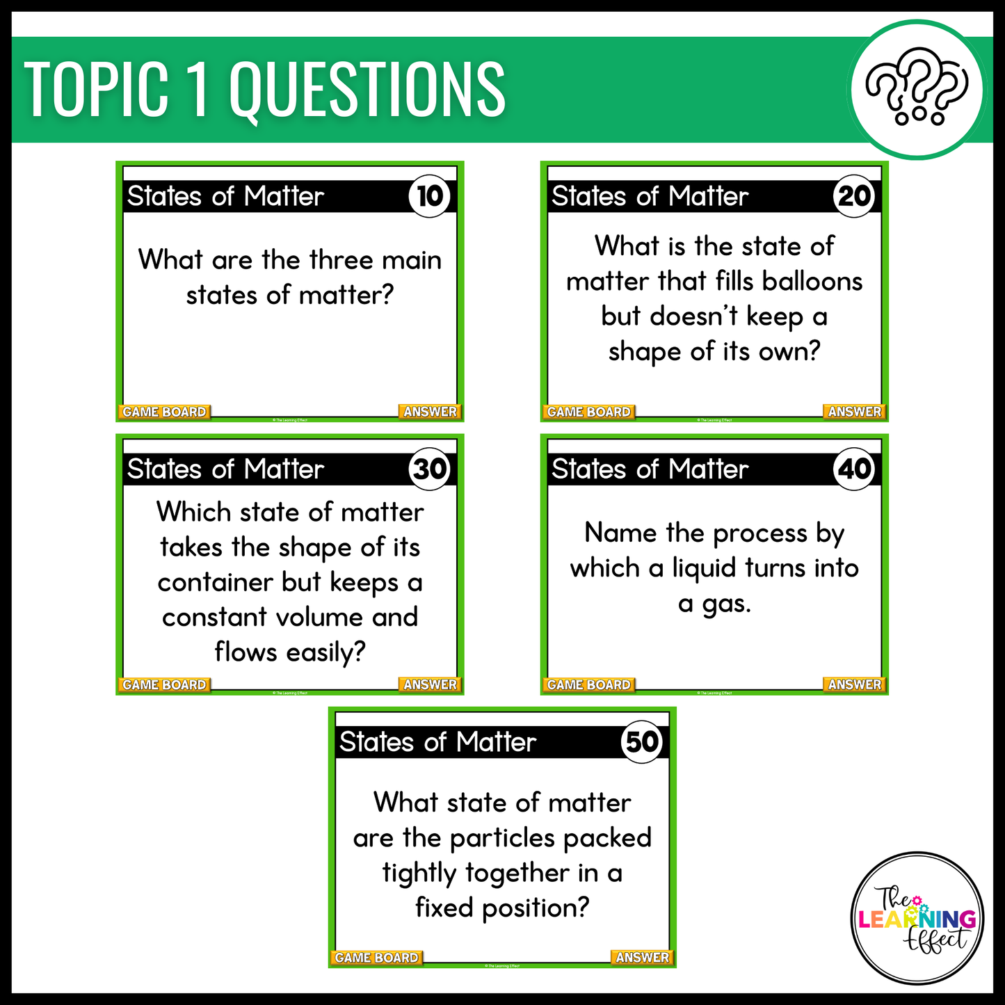 Matter Game Show | Science Review Test Prep Activity