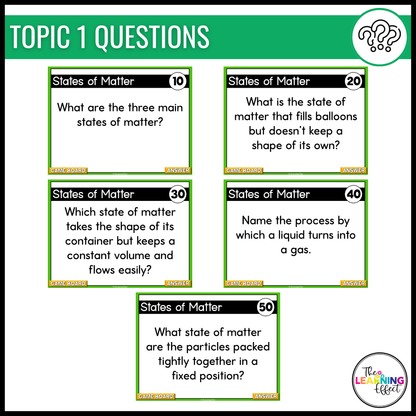 Matter Game Show | Science Review Test Prep Activity