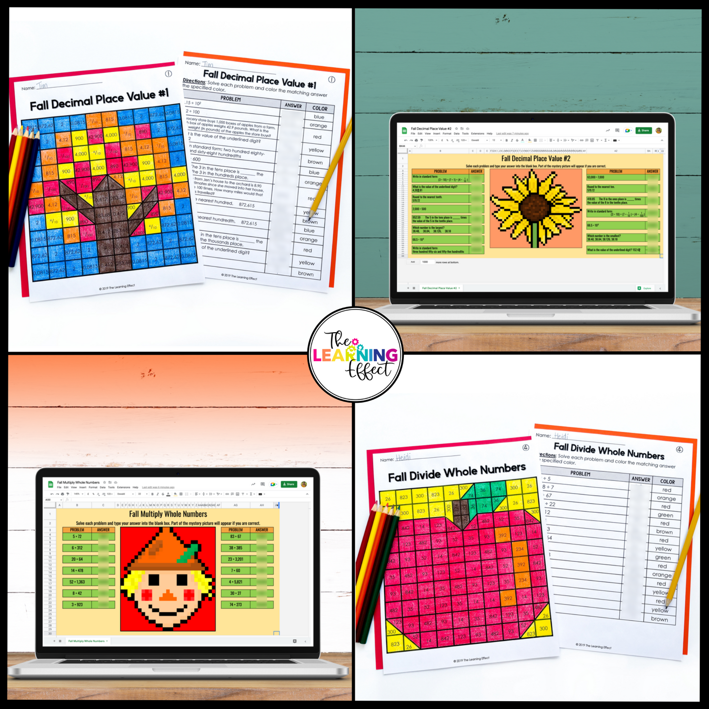Holiday Math Color by Number and Pixel Art BUNDLE | Print and Digital Activities