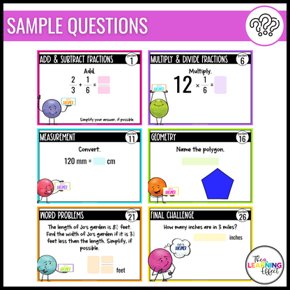 5th Grade Math Google Slides BUNDLE | All Standards Digital Task Cards Activities