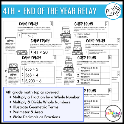 Math Review Relay Games BUNDLE for 4th and 5th Grades | No Prep Whole Class Activities