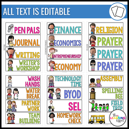 Visual Schedule Cards | Editable Daily Classroom Labels